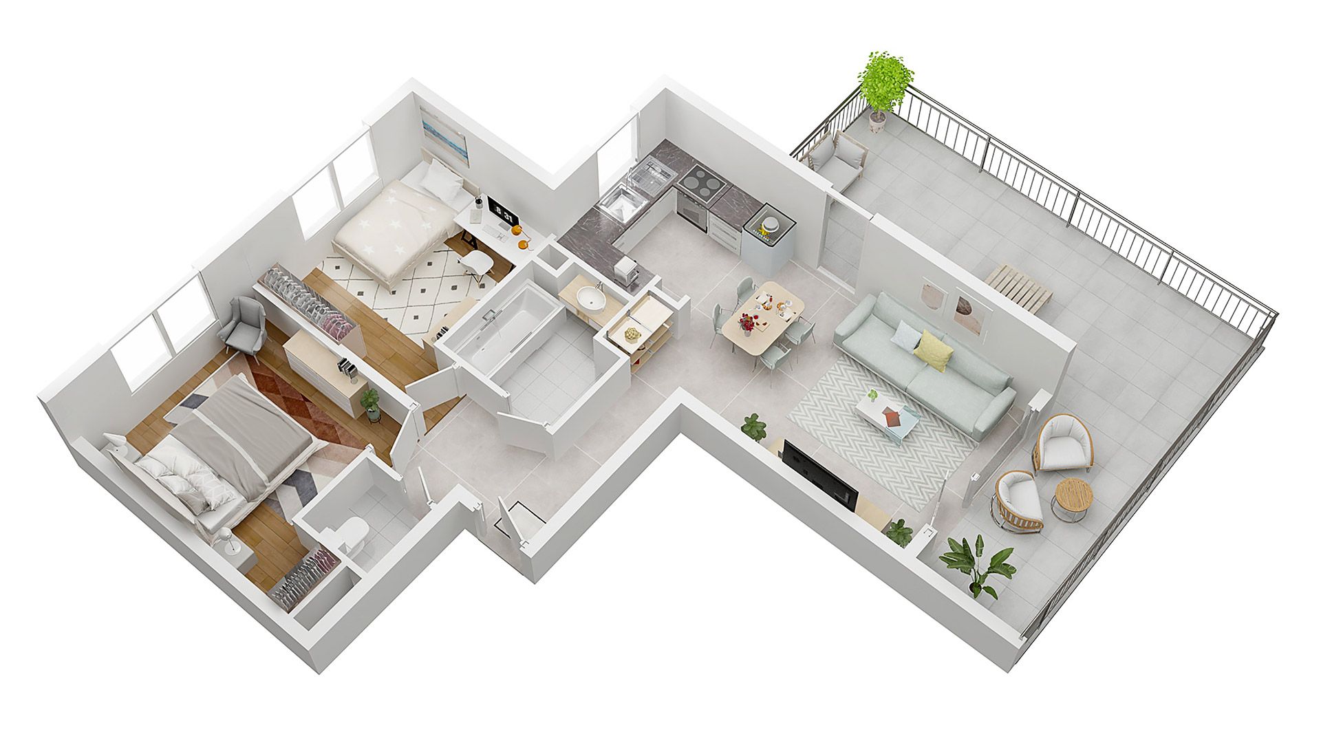 Concept Immobilier - Les Jardins d'Agathe - Appartements neufs à Florange - Axonométrie d'un appartement de type T3