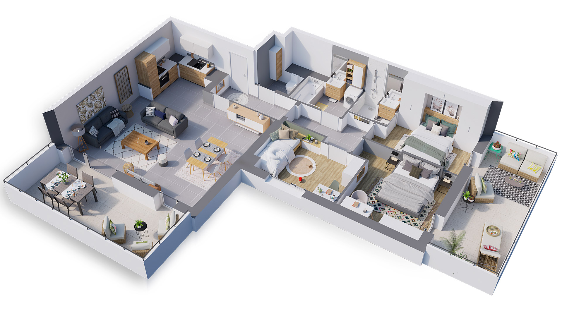 Concept Immobilier - Cœur de Ville - Appartements neufs à Maizières-lès-Metz - Axonométrie d'un appartement de type T4